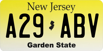 NJ license plate A29ABV