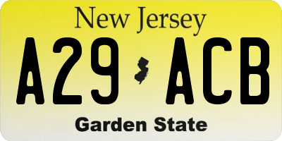 NJ license plate A29ACB