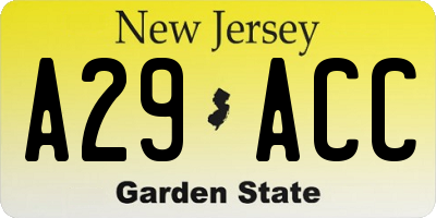 NJ license plate A29ACC