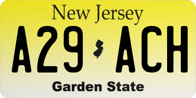 NJ license plate A29ACH