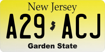 NJ license plate A29ACJ