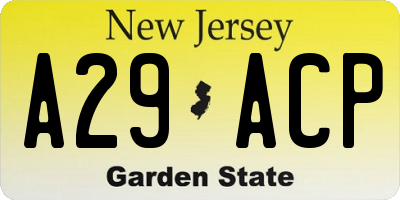 NJ license plate A29ACP