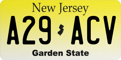NJ license plate A29ACV