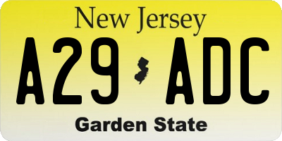 NJ license plate A29ADC