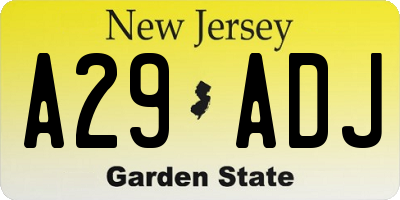 NJ license plate A29ADJ