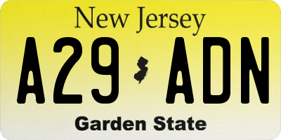 NJ license plate A29ADN