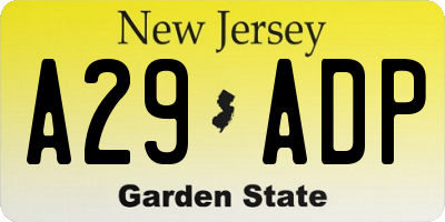 NJ license plate A29ADP