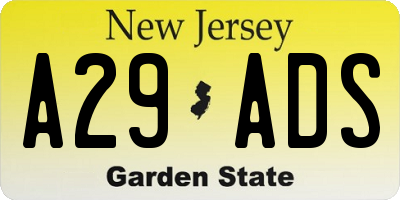 NJ license plate A29ADS