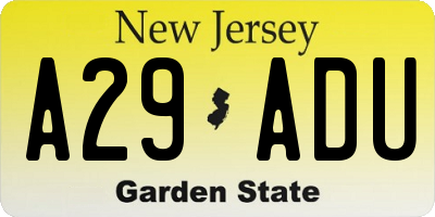 NJ license plate A29ADU