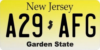NJ license plate A29AFG