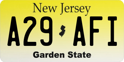 NJ license plate A29AFI