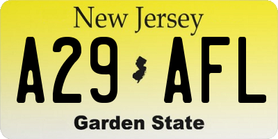 NJ license plate A29AFL
