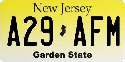 NJ license plate A29AFM