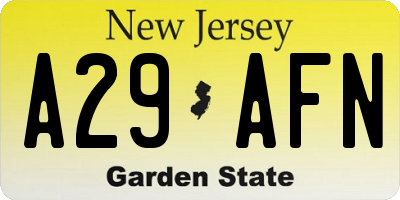 NJ license plate A29AFN