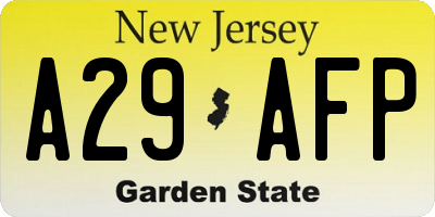 NJ license plate A29AFP