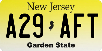 NJ license plate A29AFT