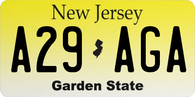 NJ license plate A29AGA