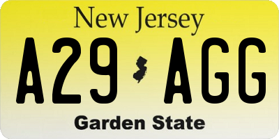 NJ license plate A29AGG
