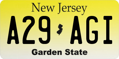 NJ license plate A29AGI