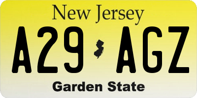 NJ license plate A29AGZ