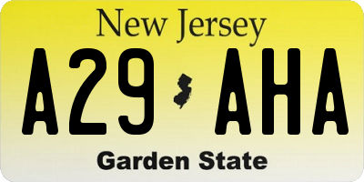 NJ license plate A29AHA
