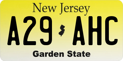 NJ license plate A29AHC