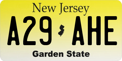 NJ license plate A29AHE