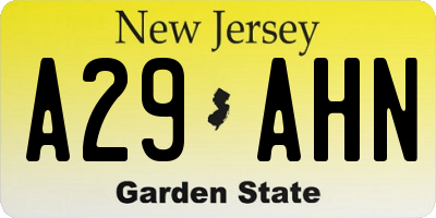 NJ license plate A29AHN