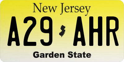 NJ license plate A29AHR