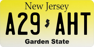 NJ license plate A29AHT