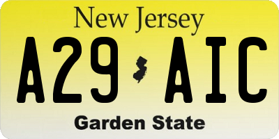 NJ license plate A29AIC