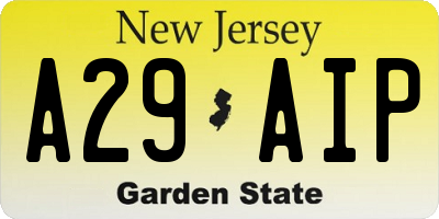NJ license plate A29AIP