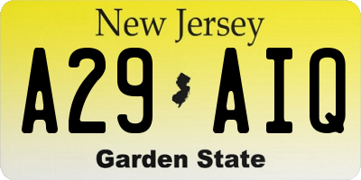 NJ license plate A29AIQ