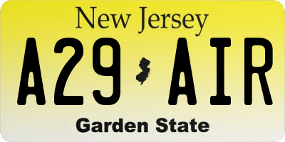 NJ license plate A29AIR