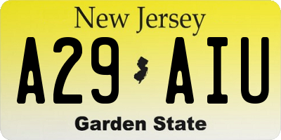 NJ license plate A29AIU