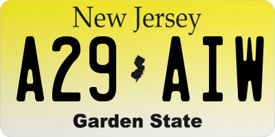 NJ license plate A29AIW