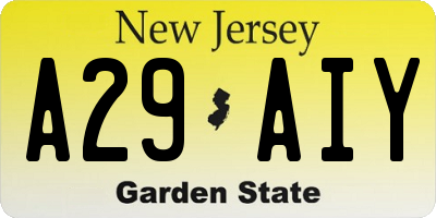 NJ license plate A29AIY