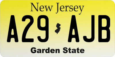 NJ license plate A29AJB