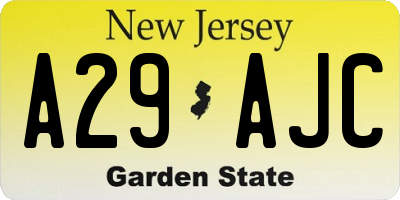 NJ license plate A29AJC