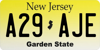 NJ license plate A29AJE