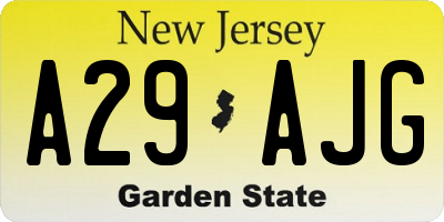 NJ license plate A29AJG