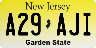 NJ license plate A29AJI