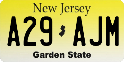 NJ license plate A29AJM