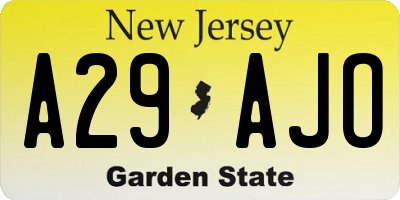NJ license plate A29AJO