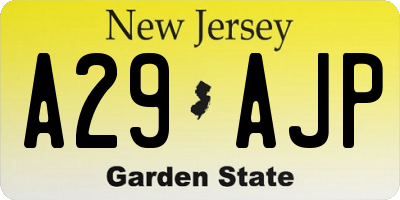 NJ license plate A29AJP
