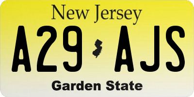 NJ license plate A29AJS