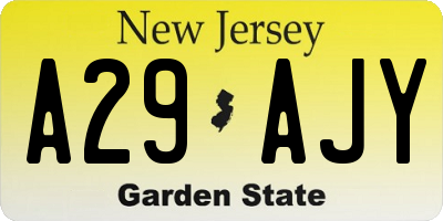 NJ license plate A29AJY