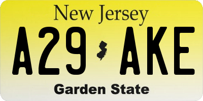NJ license plate A29AKE
