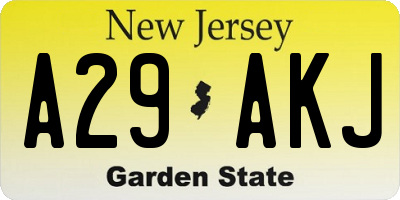 NJ license plate A29AKJ