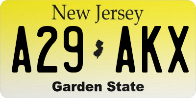NJ license plate A29AKX